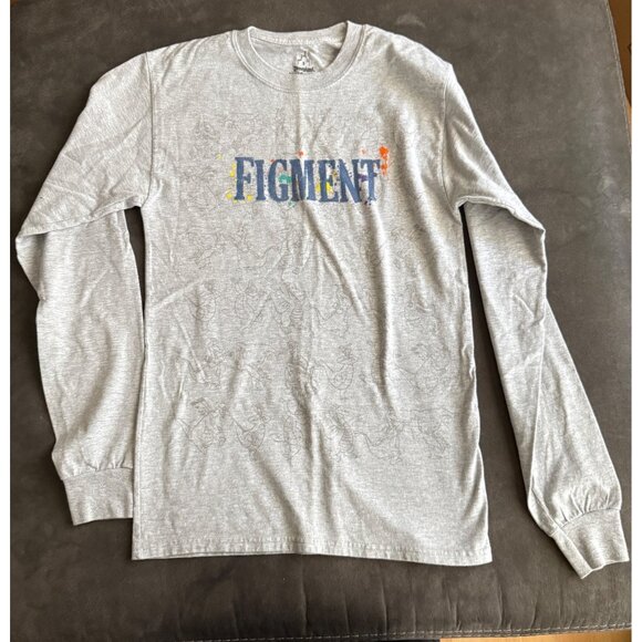 Disneyland Resort Figment Long Sleeve Shirt S Hanes Gray 90% Cotton 10% Polyeste - Picture 1 of 5